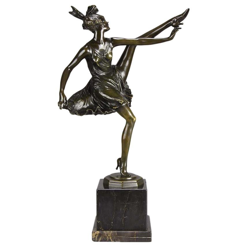 Art Deco Bronze Figurine Entitled “High Kick” by Bruno Zach