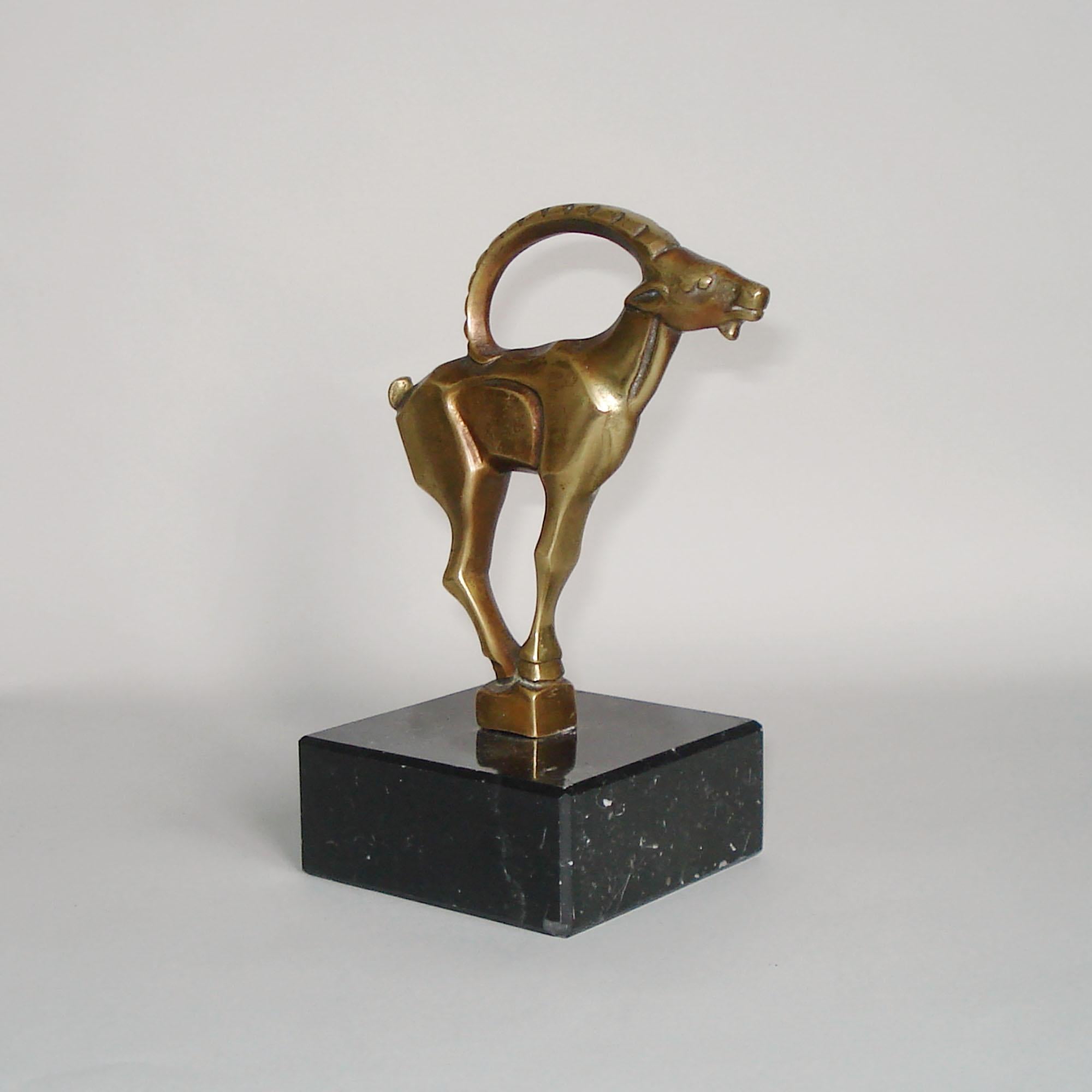 Dutch Art Deco Bronze Figurine of a Ibex, Johannes Bosma, Netherlands, circa 1925