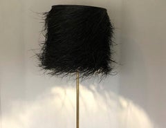 Art Deco Bronze Floor Lamp with Lampshade in Palm Tree Black