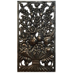 Panel Arquitectónico con Motivo Floral Art Decó en Bronce, Cuatro Disponibles