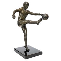 Art Deco "Soccer Player" Sculpture in Bronze Patinated Regula, France, 1930s