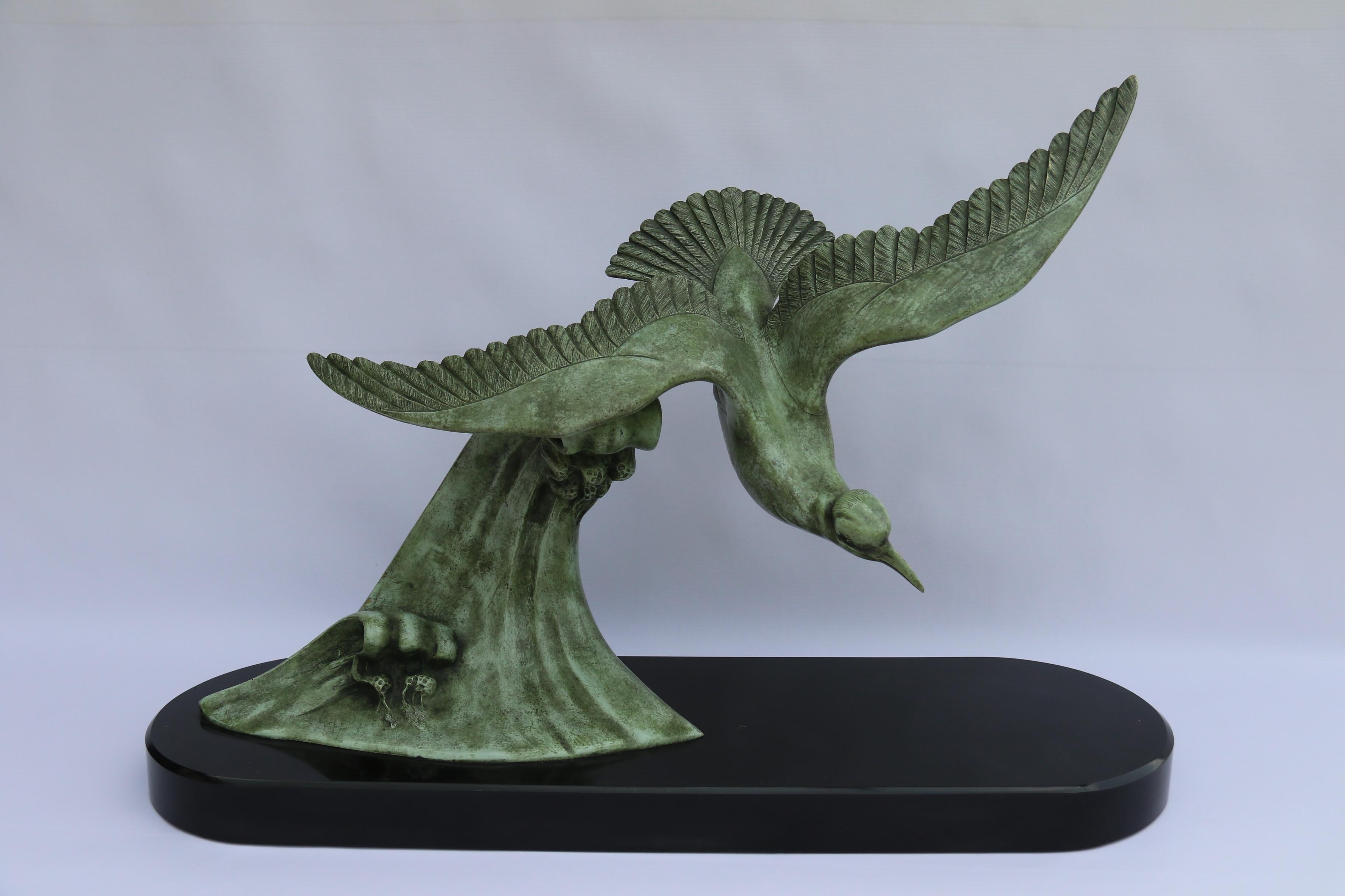 Art Deco Bronze French Study of an Albatross by Emile Dautrive, circa 1930 For Sale 4