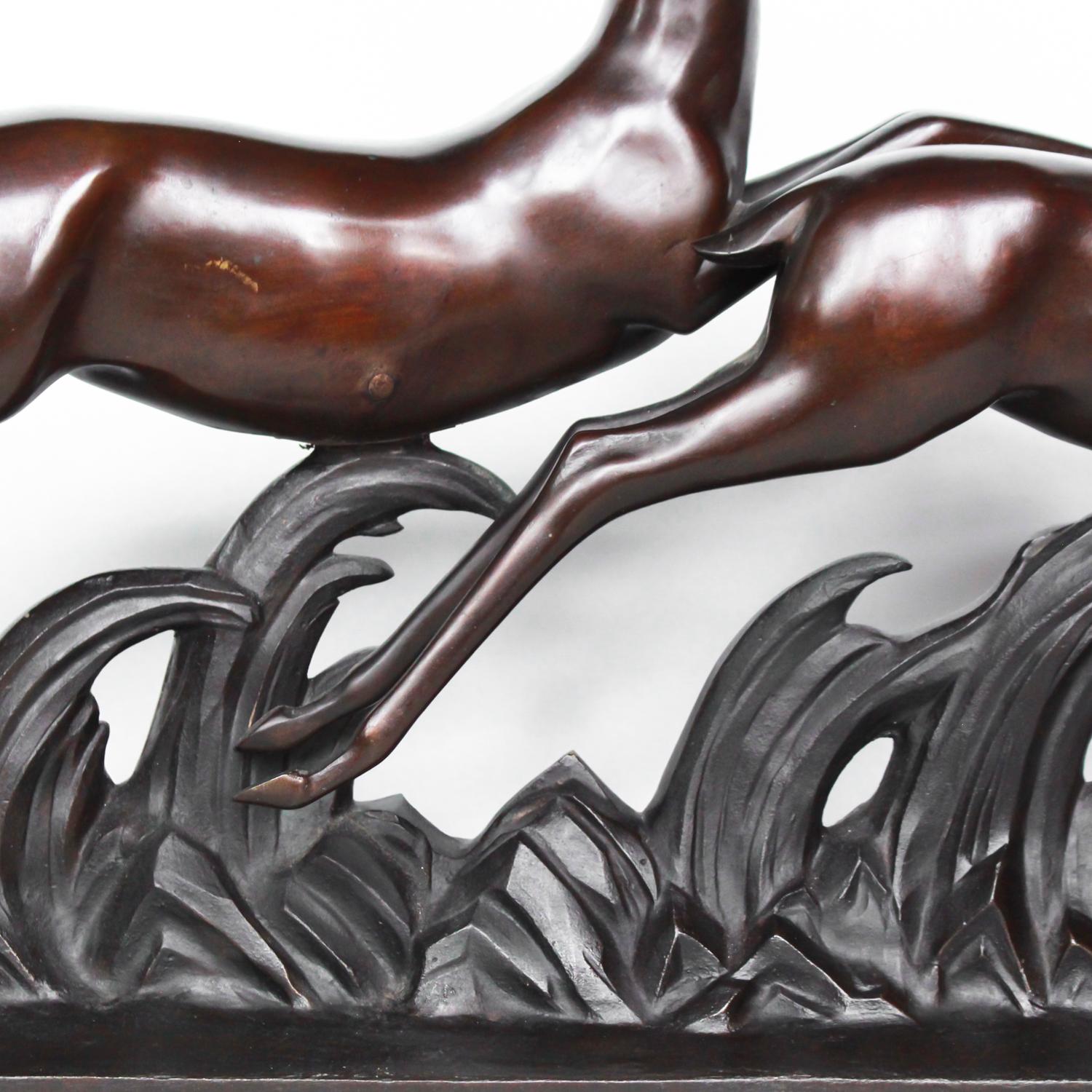 Mid-20th Century Art Deco Bronze Gazelle Sculpture