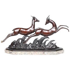 Sculpture de gazelle en bronze Art Déco
