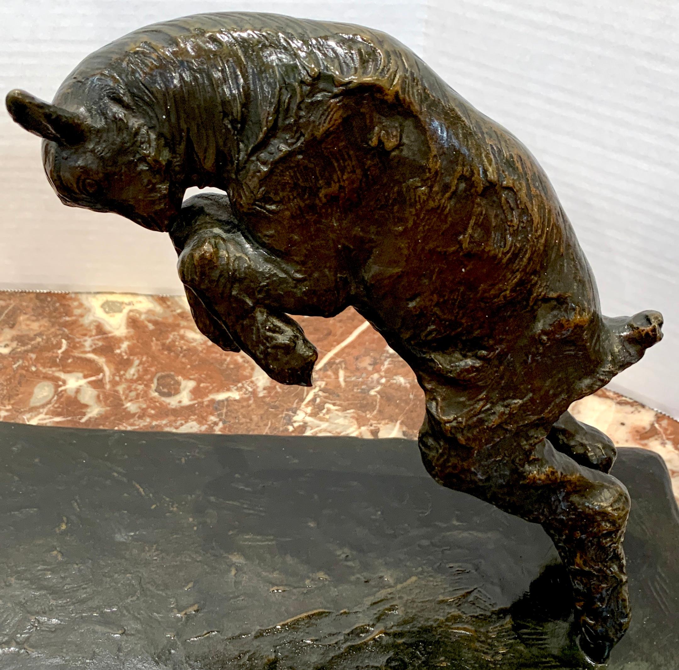 Art Deco Bronze 'Girl with Jumping Goat' by Paul Silvestre, Susse Freres Foundry For Sale 4