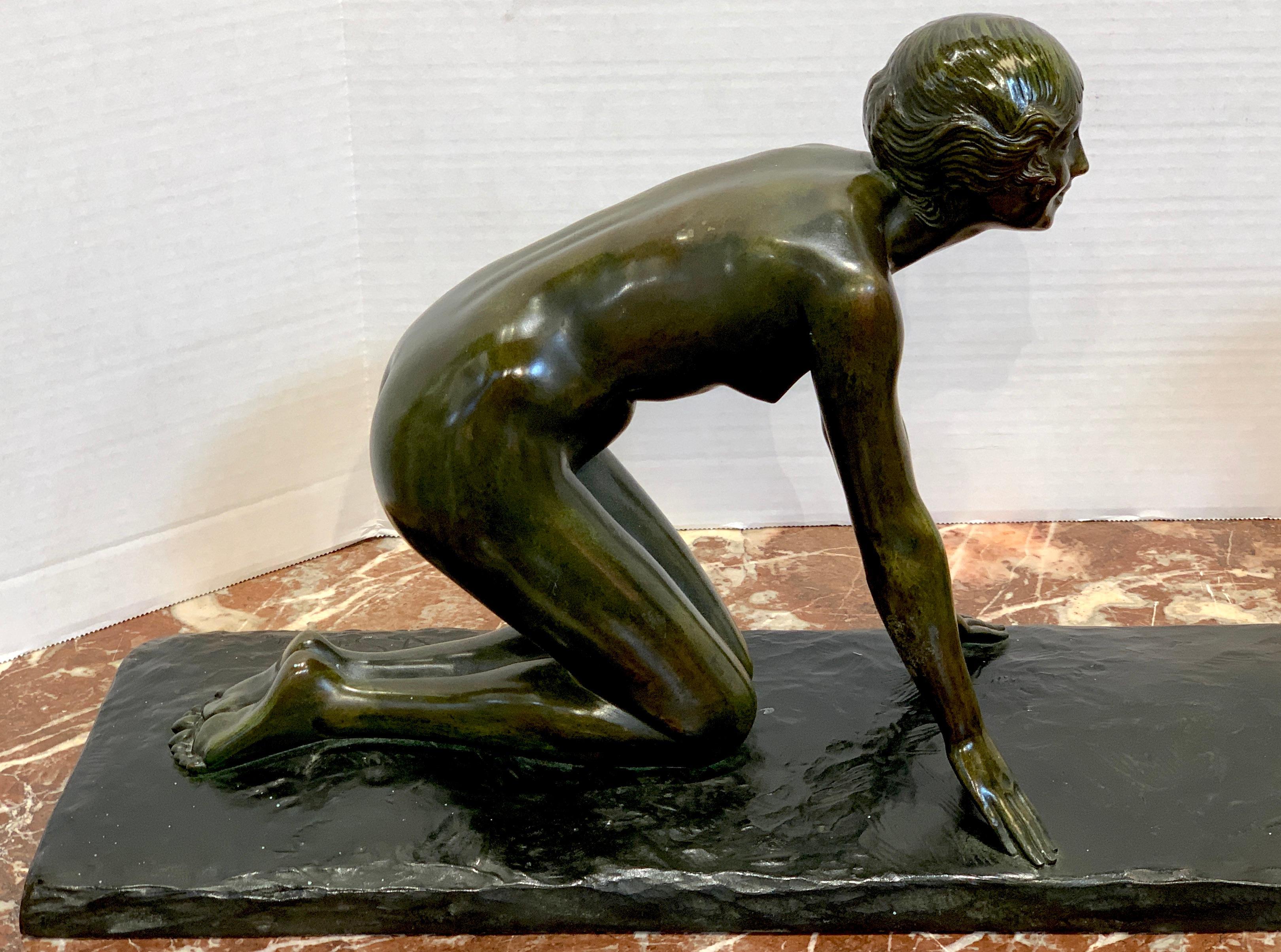 Art Deco 'Girl and Jumping Goat' by Paul Silvestre, Susse Freres Foundry, France, C 1925 For Sale