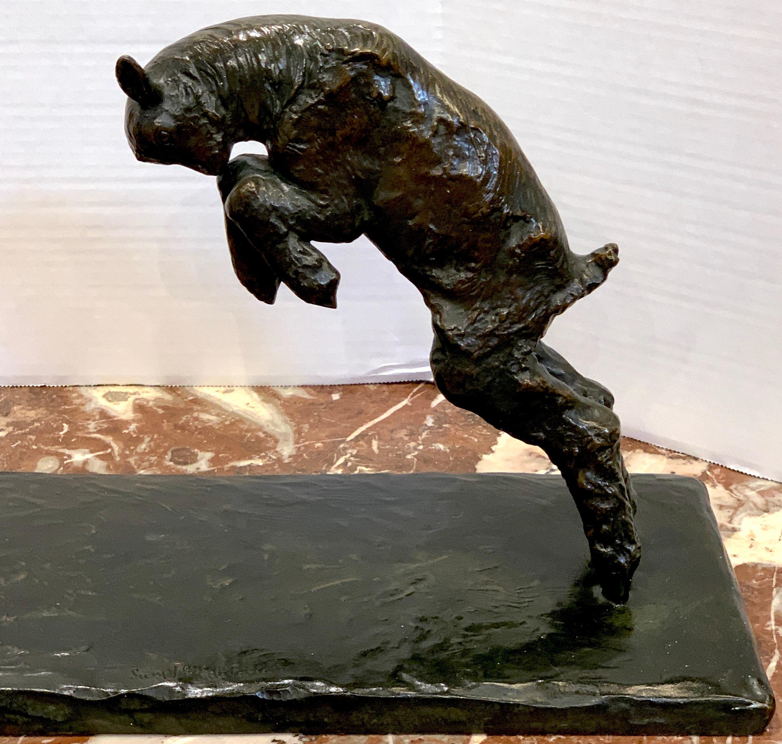 Bronze 'Girl and Jumping Goat' by Paul Silvestre, Susse Freres Foundry, France, C 1925 For Sale