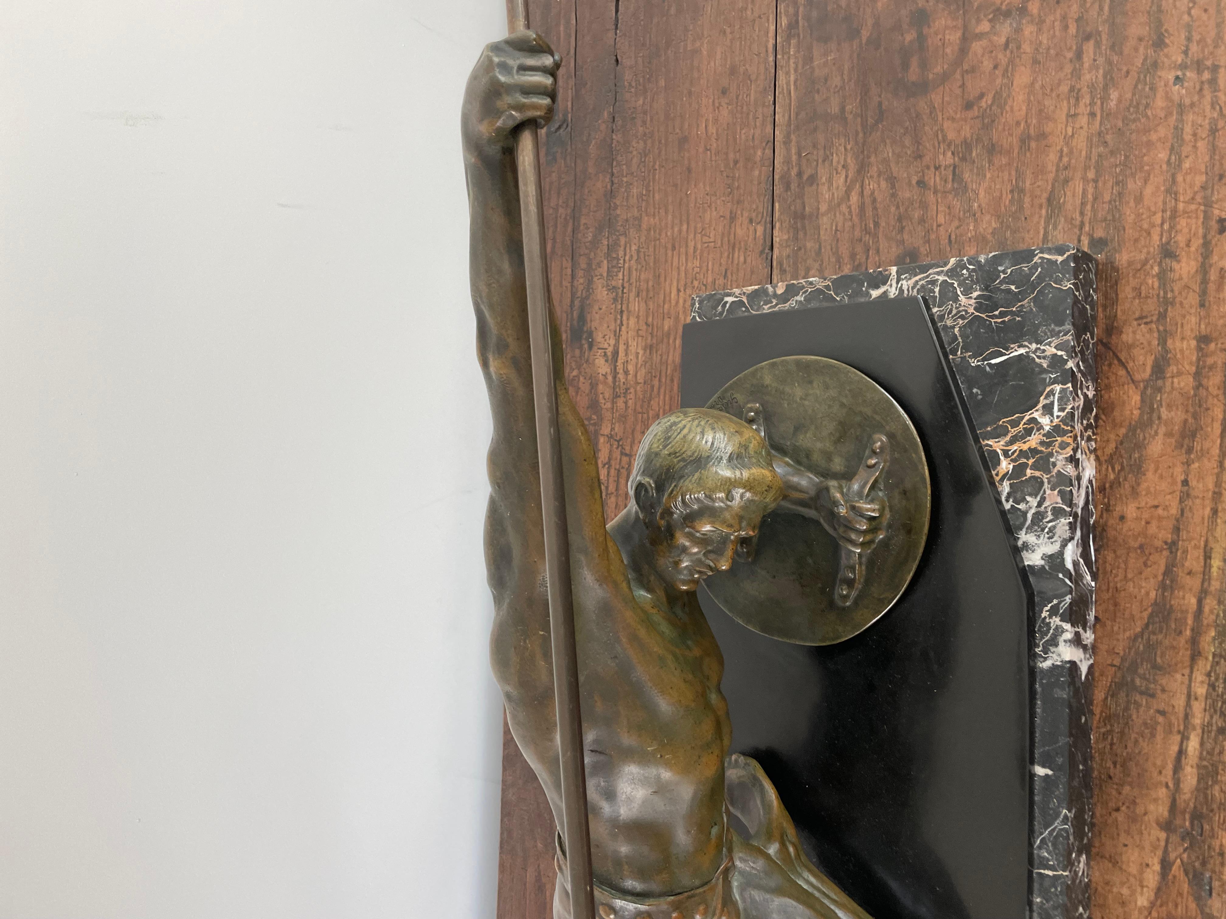 Art Deco bronze gladiator signed “ Desire Grisard “ For Sale 1