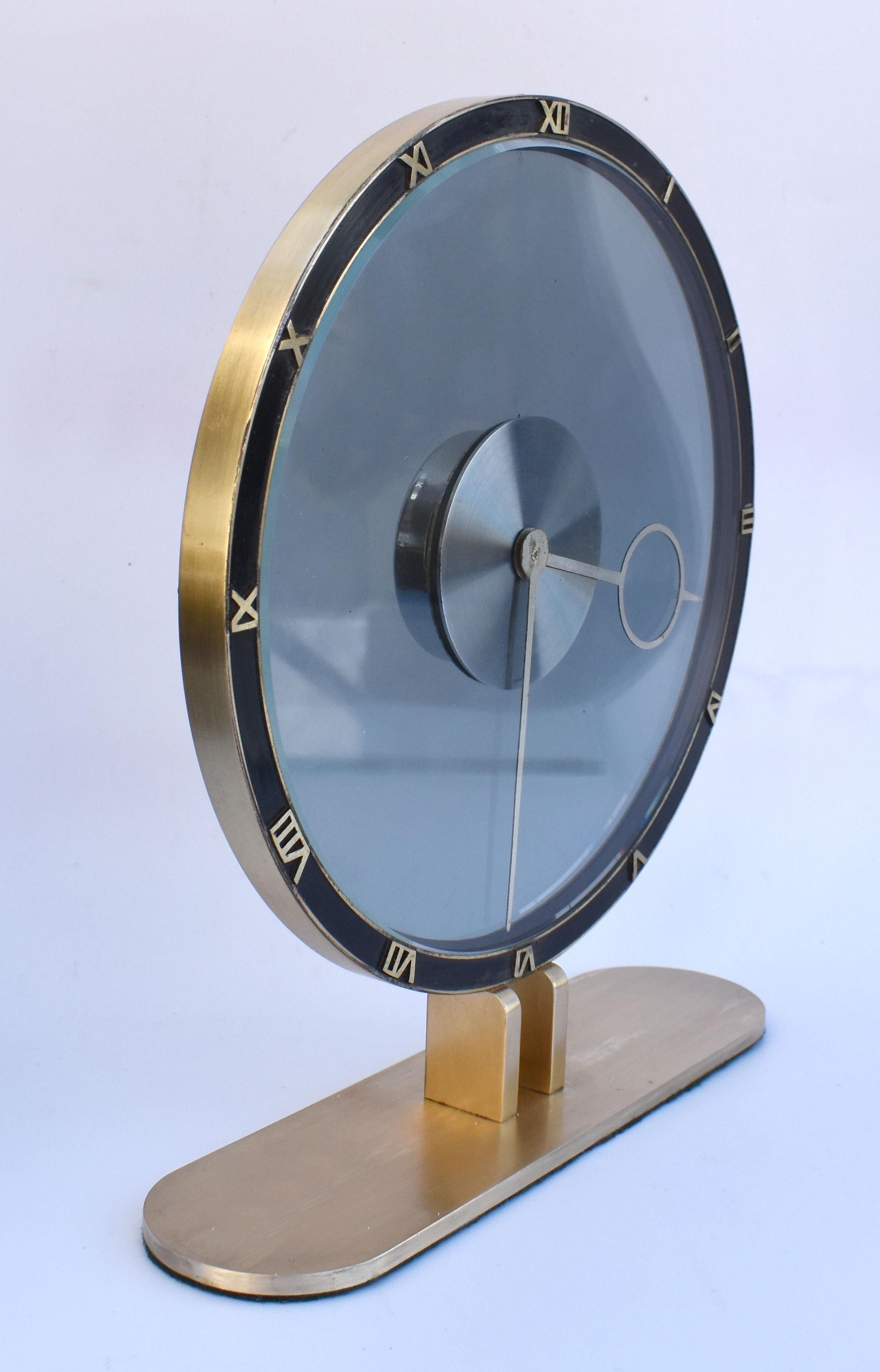 Art Deco Bronze & Glass Clock by Kienzle, Circa 1935, Germany In Good Condition For Sale In Devon, England