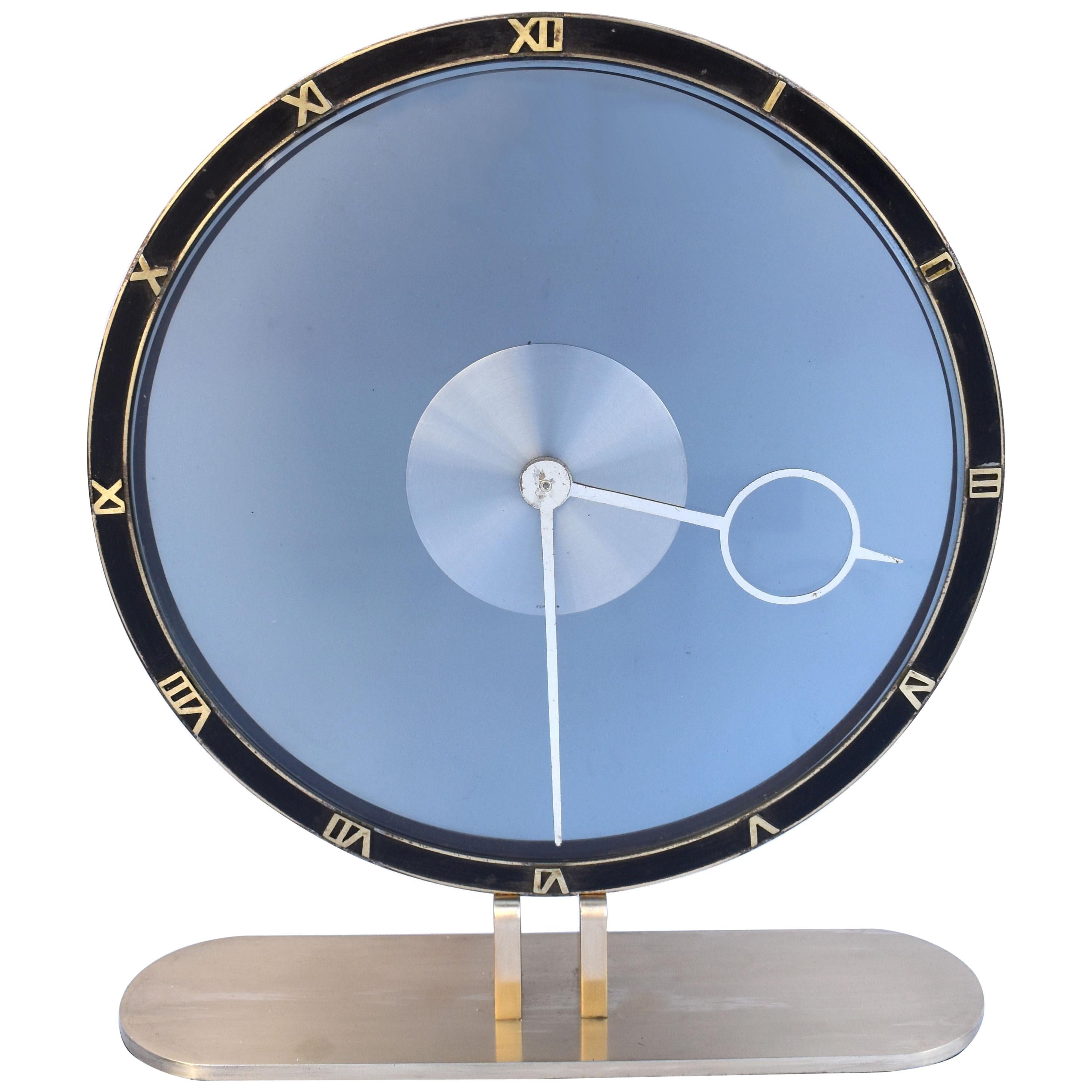 Art Deco Bronze & Glass Clock by Kienzle, Circa 1935, Germany