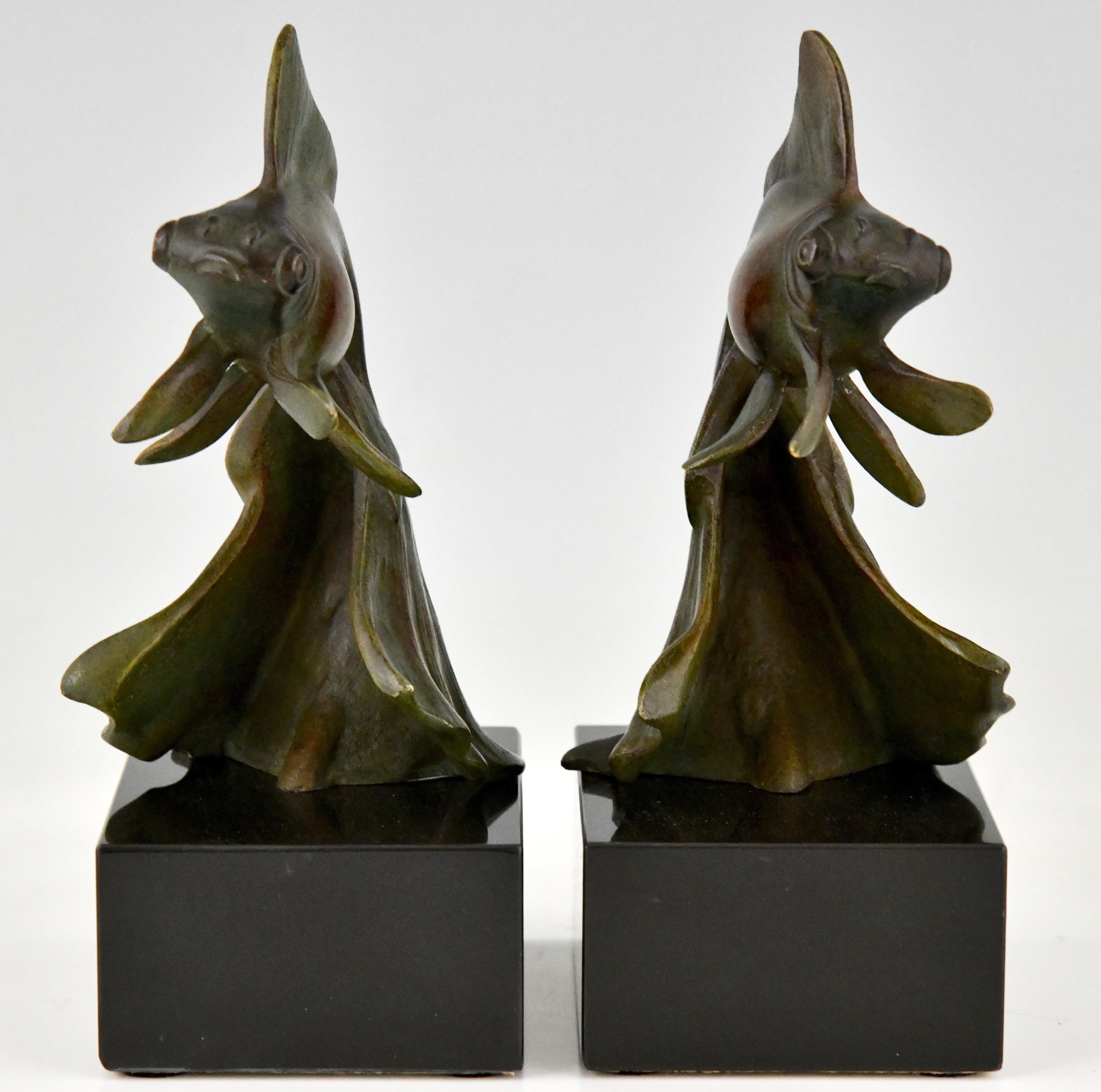 Art Deco Bronze Goldfish Bookends by Georges Garreau France 1930 In Good Condition In Antwerp, BE