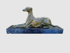Art Deco Bronze Windhund Skulptur von F. Galcera