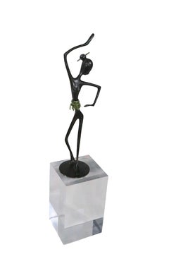 Figura di danzatrice africana in bronzo Art Deco Hagenauer realizzata in Austria negli anni '30 circa