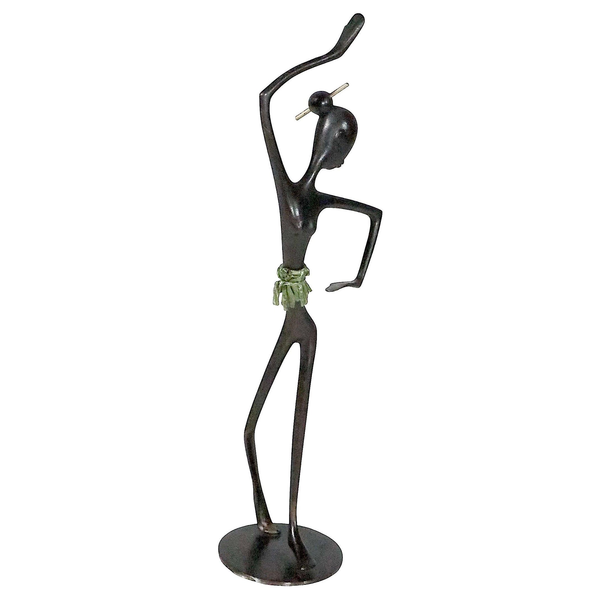 Art Deco Bronze Hagenauer African Dancer Figure made in Austria c. 1930's For Sale