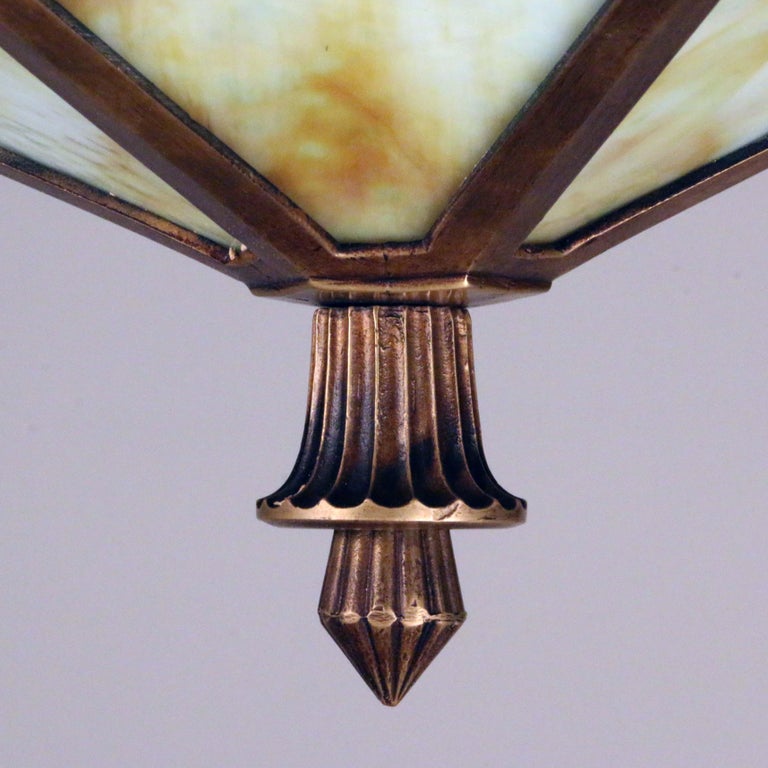 Art Deco Bronze Hexagonal Flush Mounted Lantern at 1stDibs