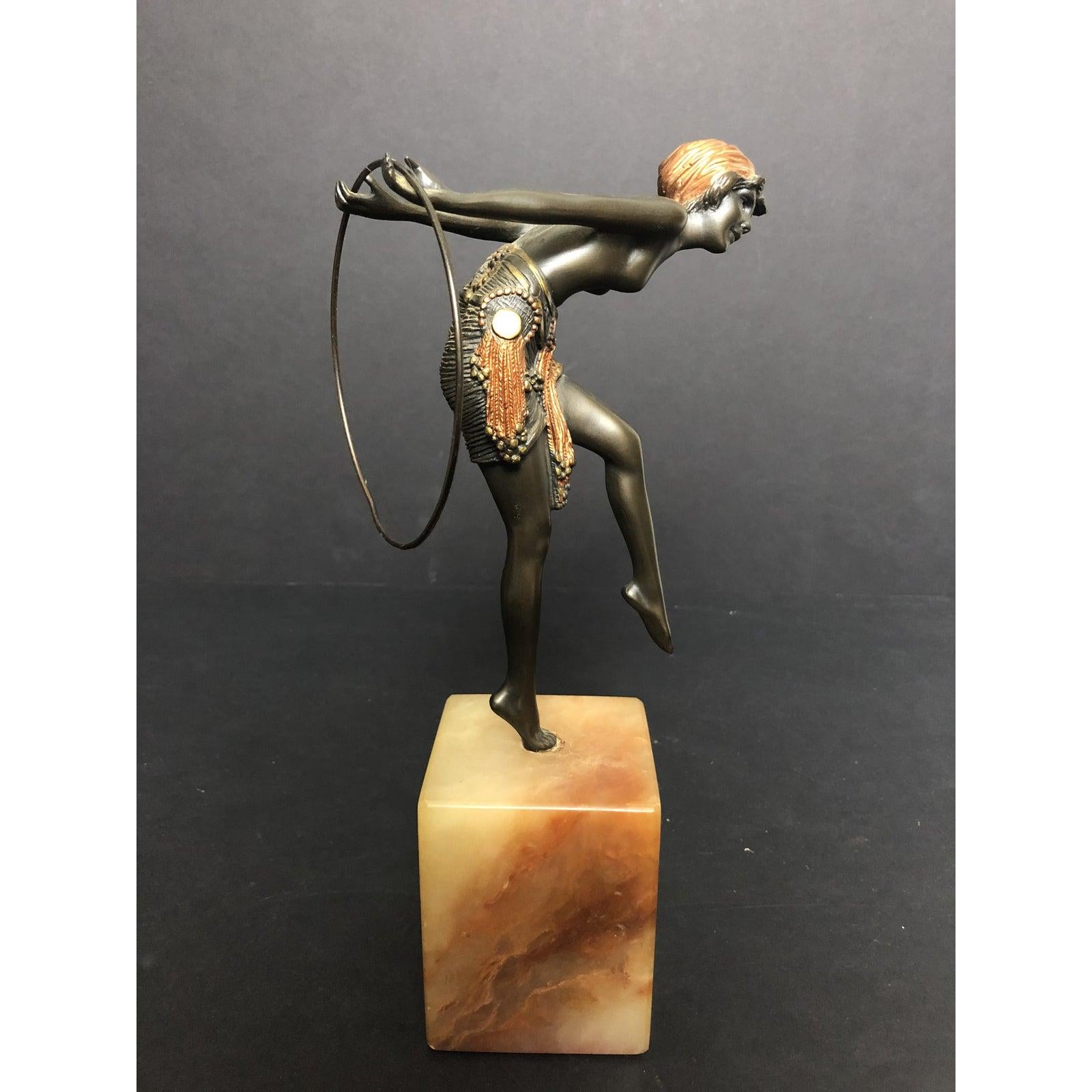 Patinated Art Deco Bronze Hoop Dancer