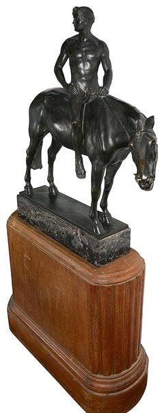 Art Deco bronze Horseman, A. Hulsman. 162cm high, 1920's