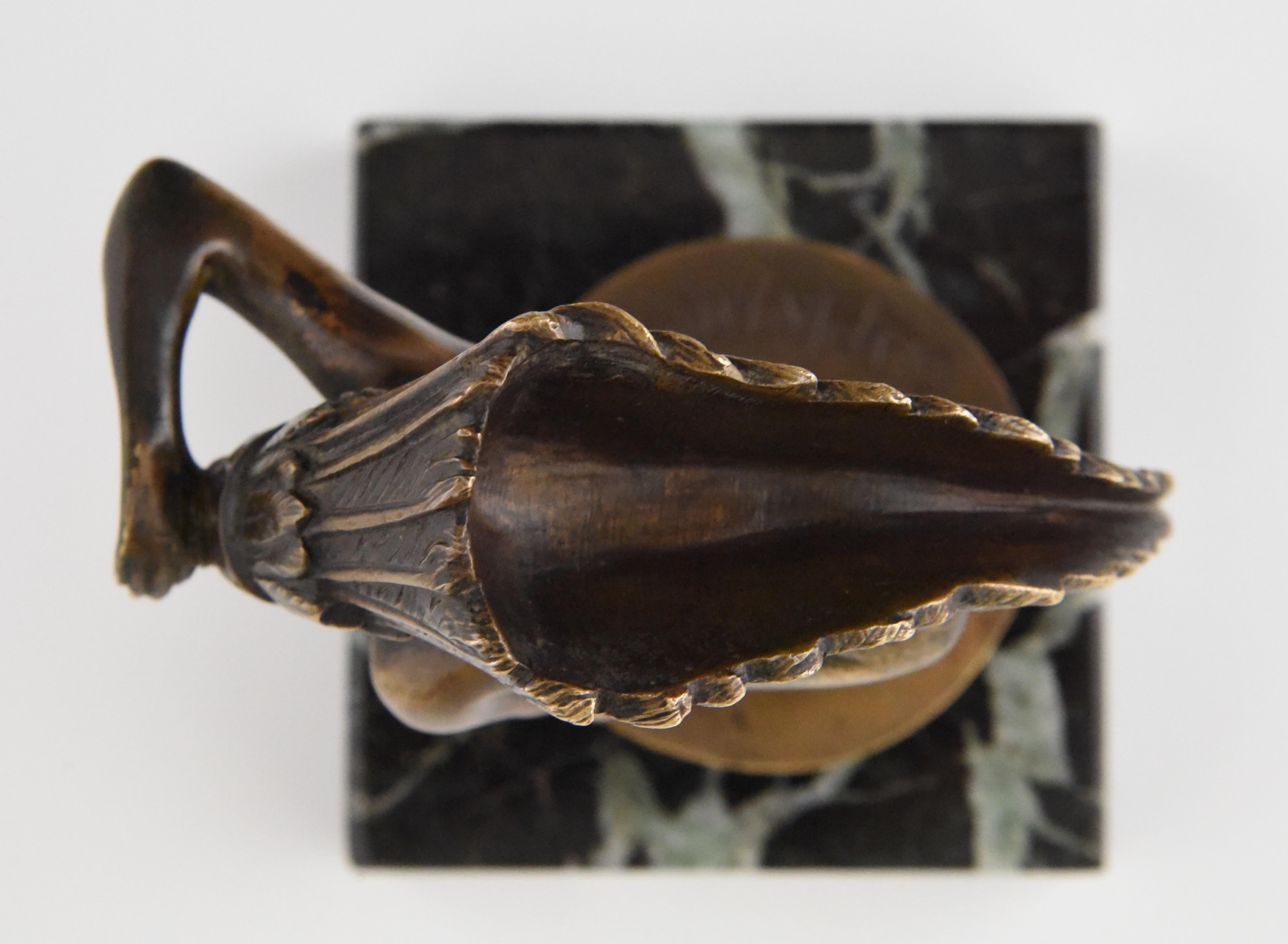 Mascotte de voiture de vigie indienne en bronze Art Déco Guillaume Laplagne:: 1930 4