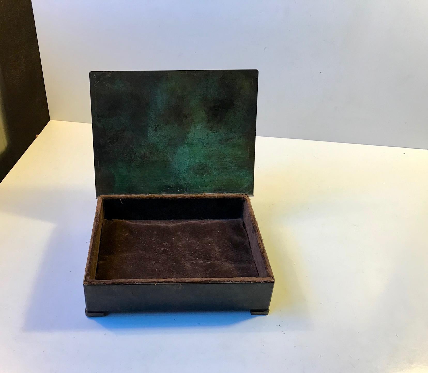 Danish Art Deco Bronze Jewelry Box with by Holger Fridericias, 1930s