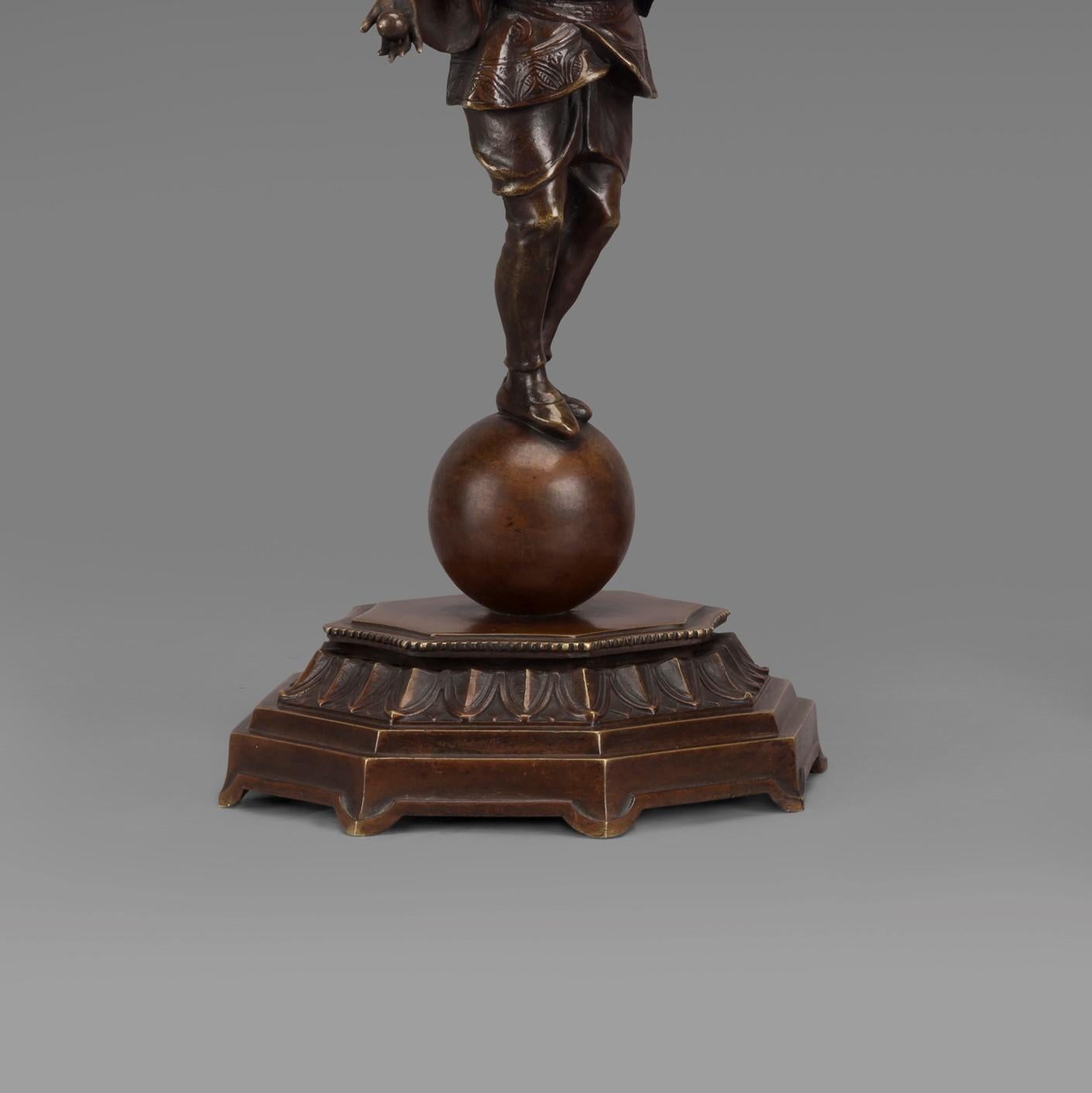 Allemand Lampe de bureau figurative « Jongleur » en bronze Art déco par Roland Paris, Allemagne vers 1920 en vente