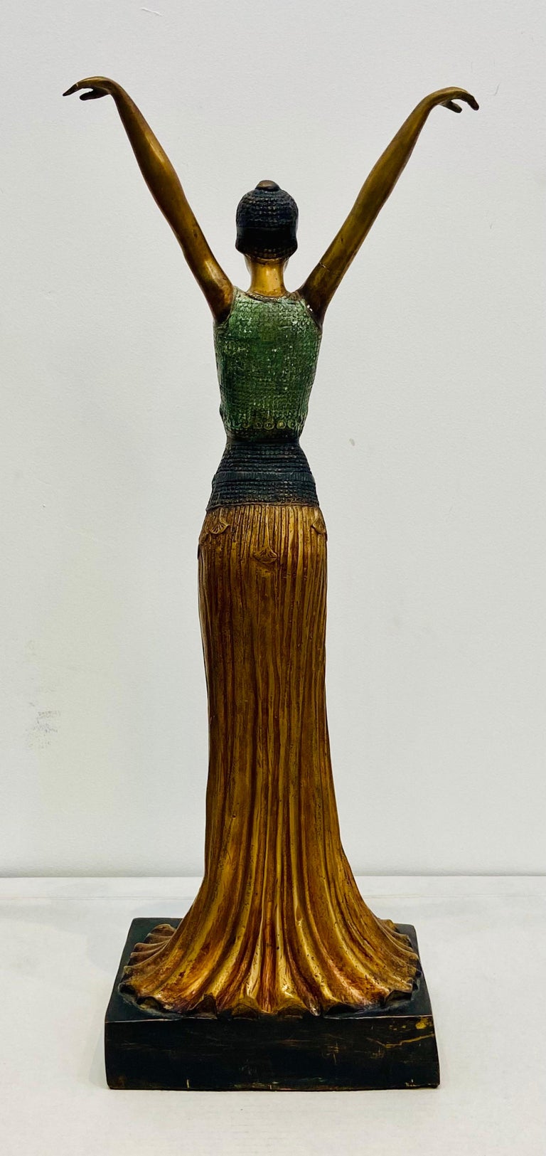 Art Deco Bronze Lady Statue, 1980s at 1stDibs