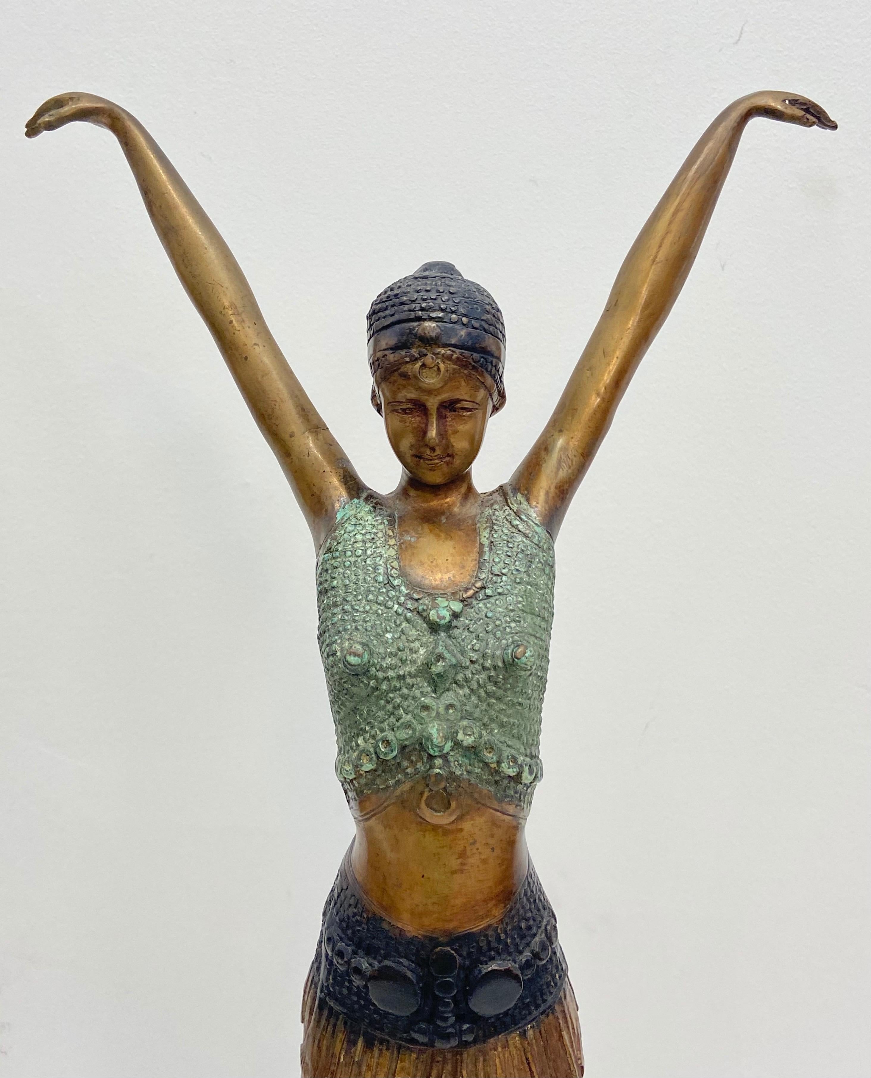 Art Deco Bronze Lady Statue, 1980s In Good Condition In West Palm Beach, FL