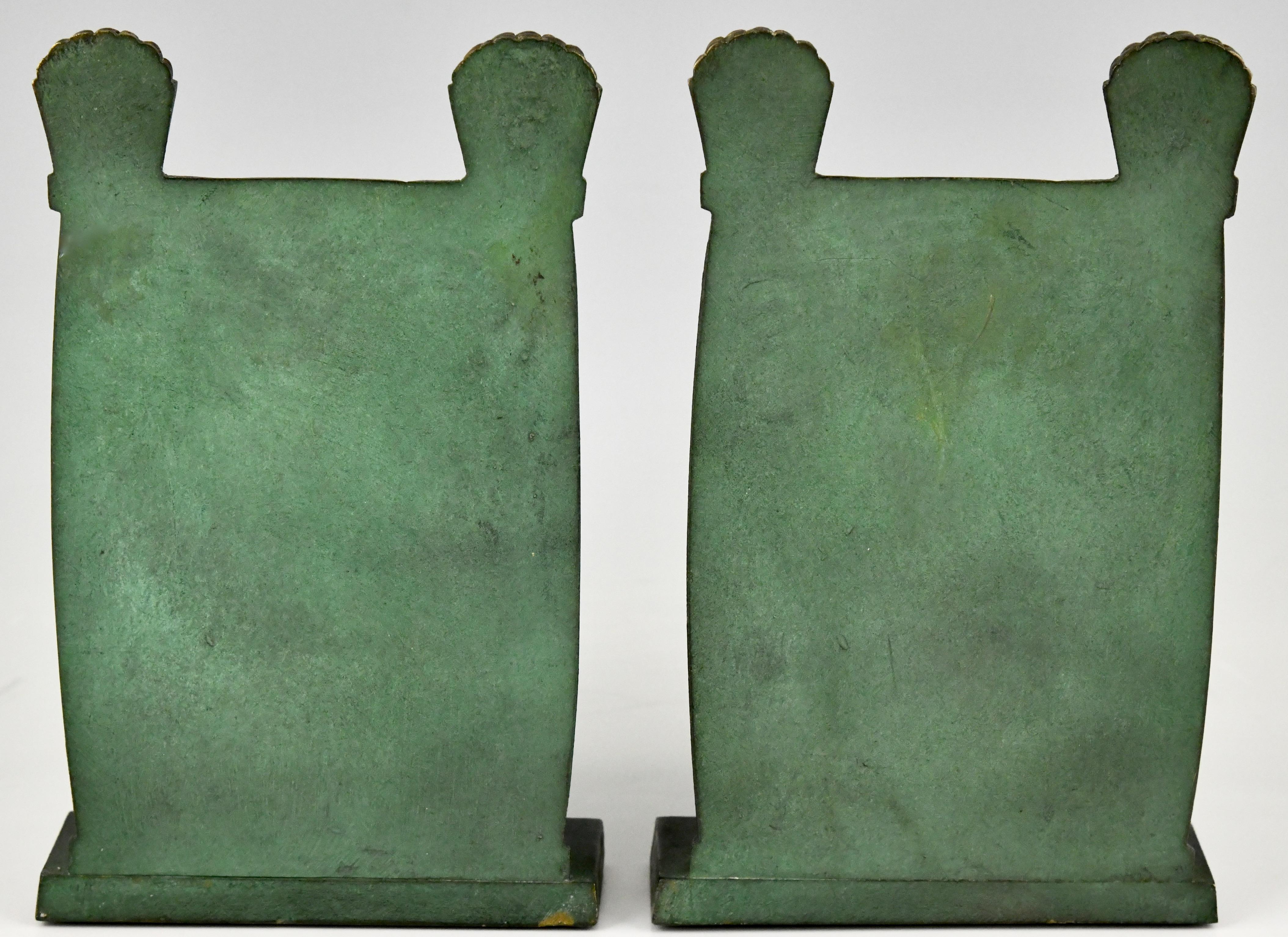 Art Deco Bronze Lamassu Winged Man Bull Bookends C. Charles, 1930 In Good Condition In Antwerp, BE