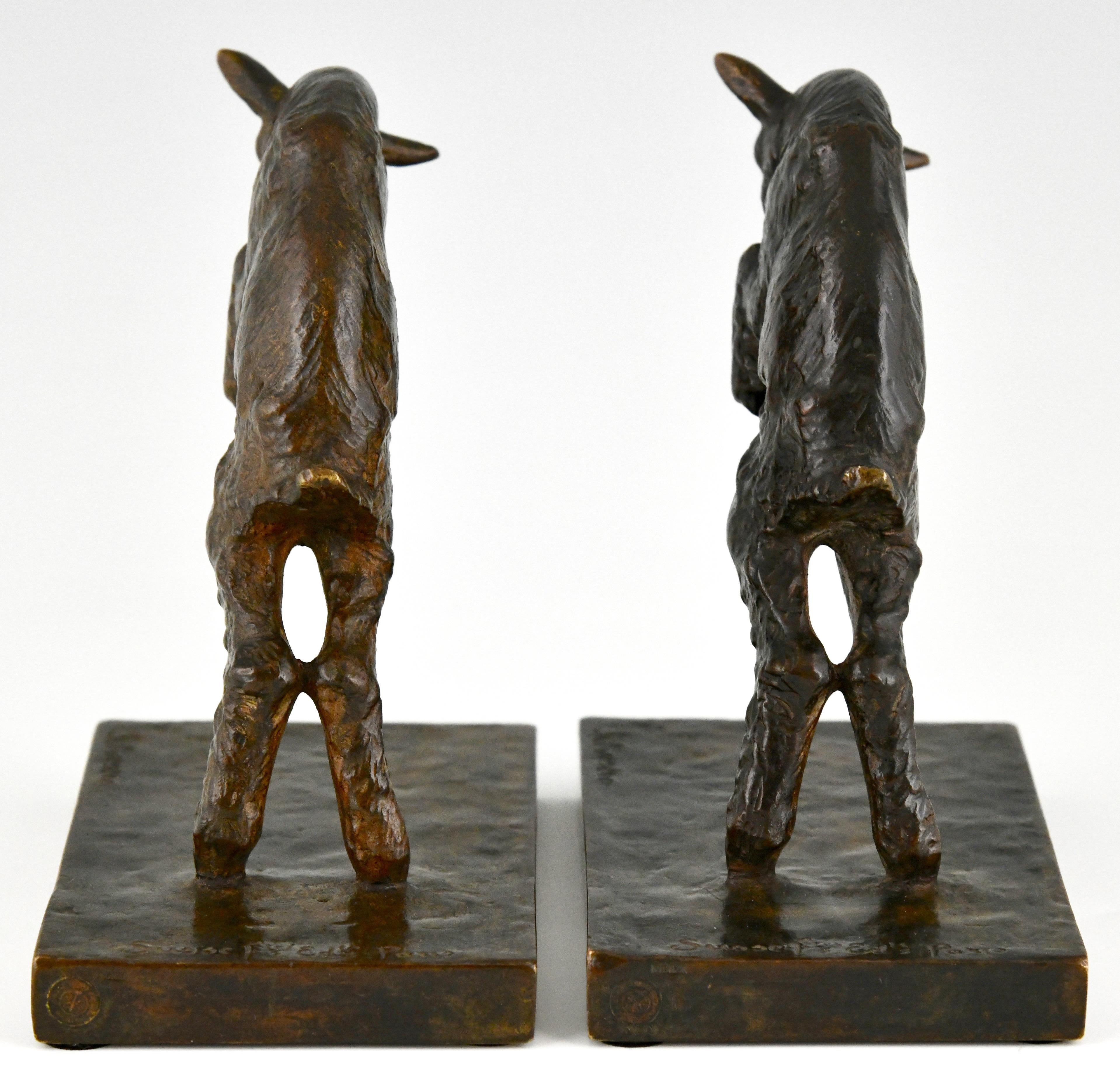 French Art Deco Bronze Lamb Bookends by Paul Silvestre, Susse Frères Foundry 1930