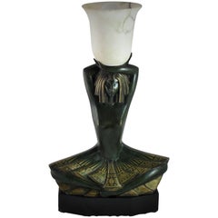 Art-Déco-Bronzelampe von Sybille May