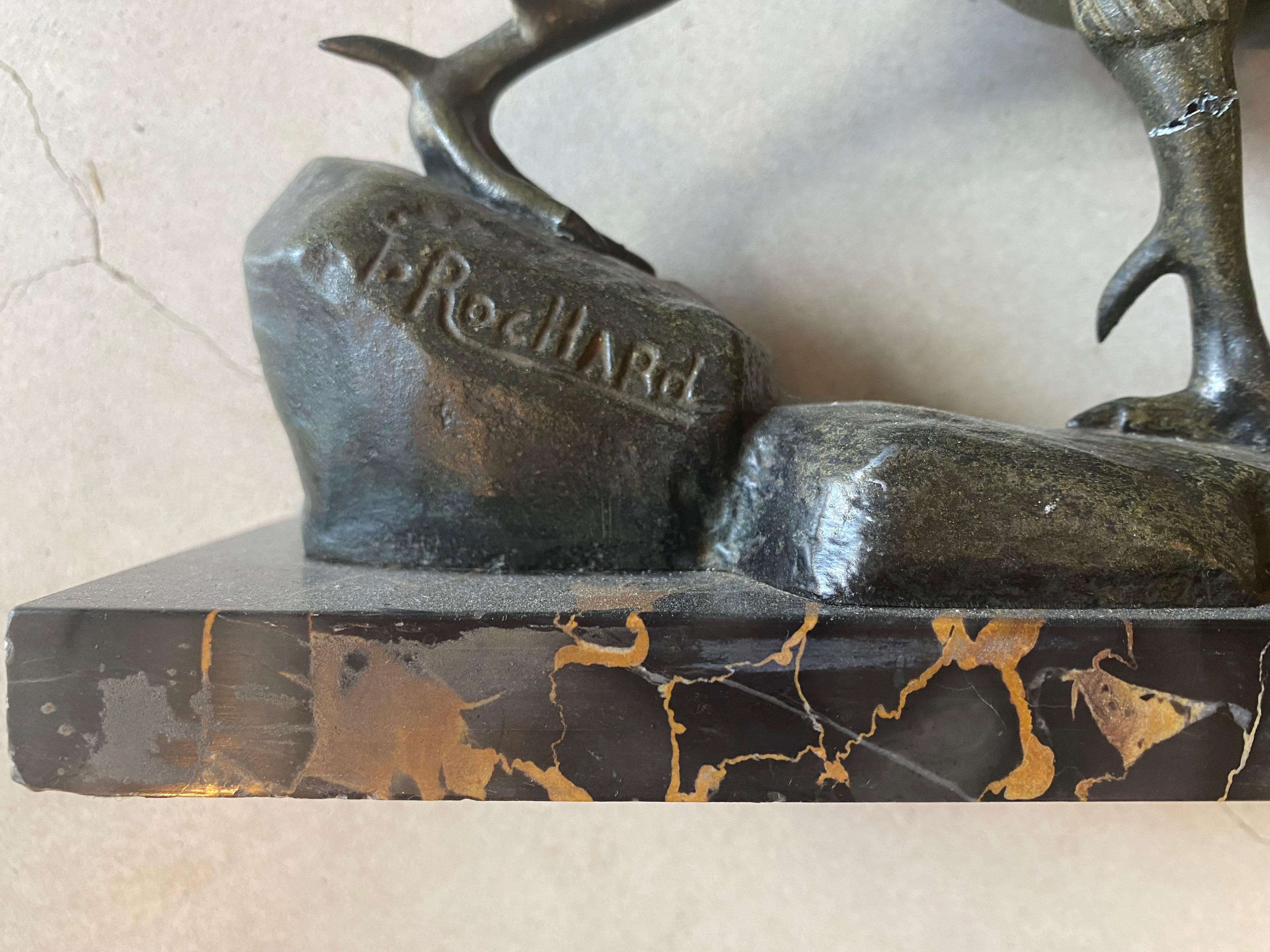 Art Deco' Bronze Large PHEASANT by Ree'nee' Rochard In Good Condition For Sale In Sarasota, FL