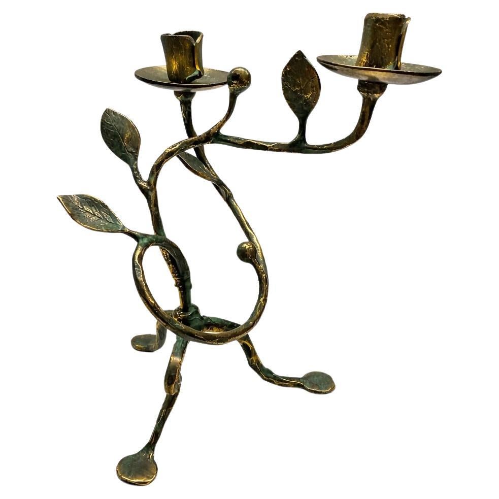 Art Deco Bronze or Brass Leaves Candlesticks after Alberto Giacometti