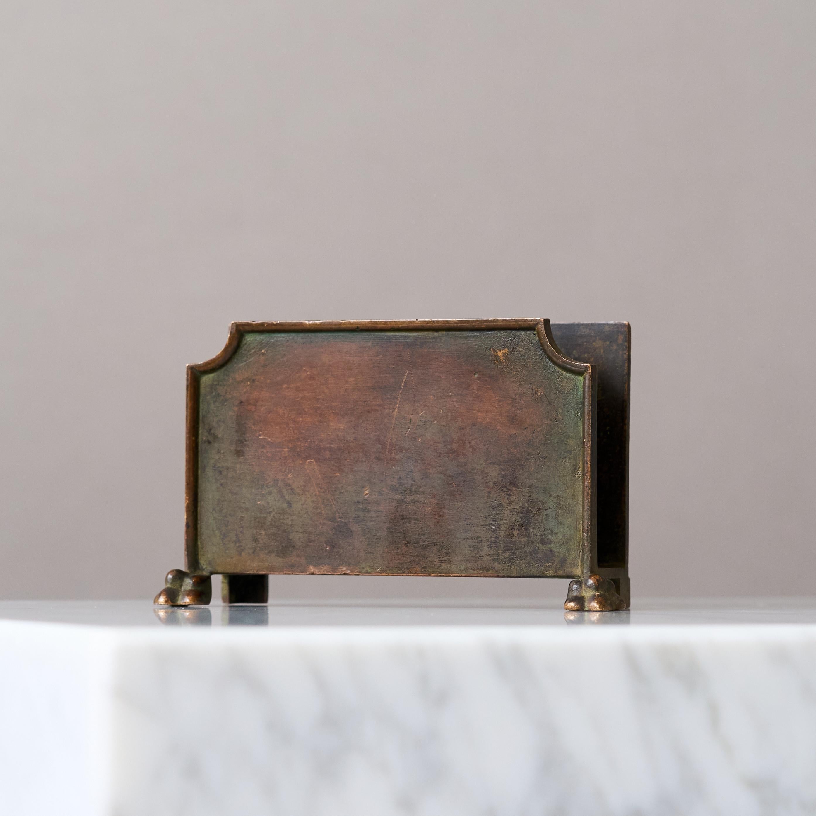 Art Déco Portacarte in bronzo Art Deco di GAB Guldsmedsaktiebolaget, Svezia, 1930. in vendita