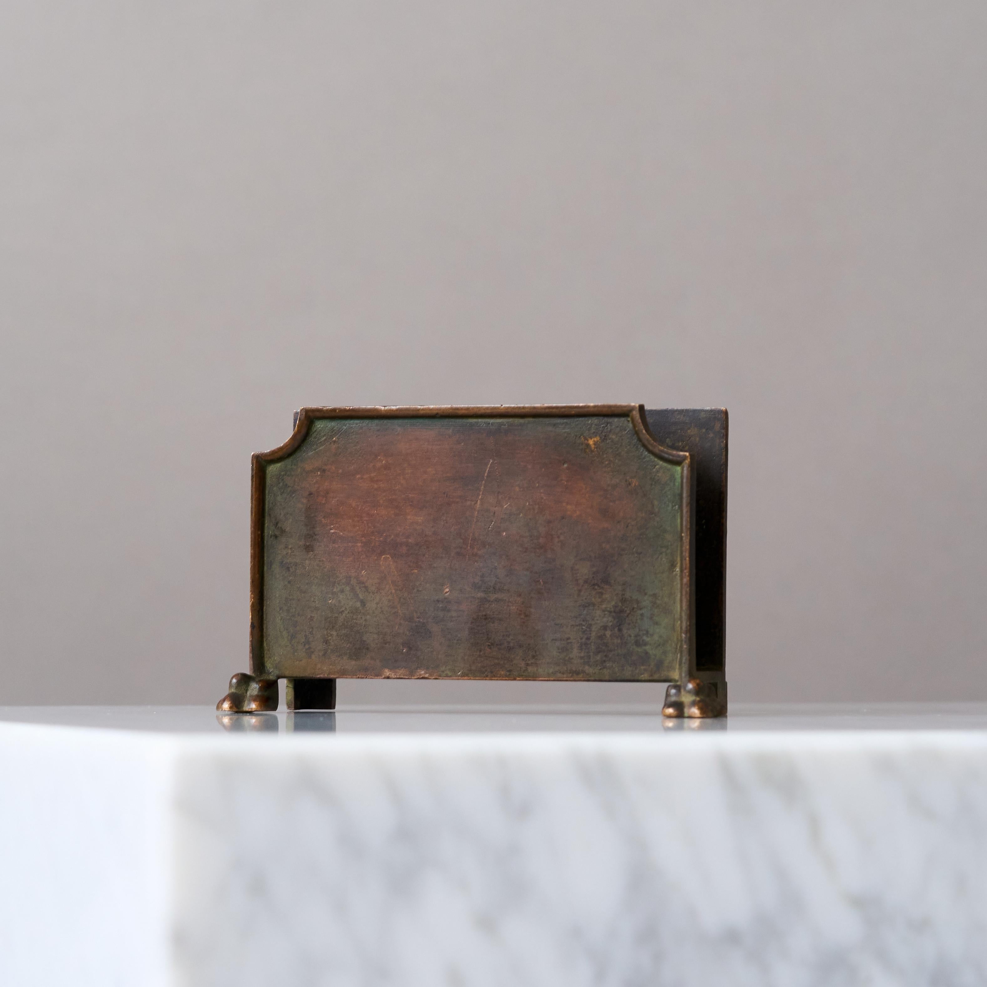 Calco Portacarte in bronzo Art Deco di GAB Guldsmedsaktiebolaget, Svezia, 1930. in vendita