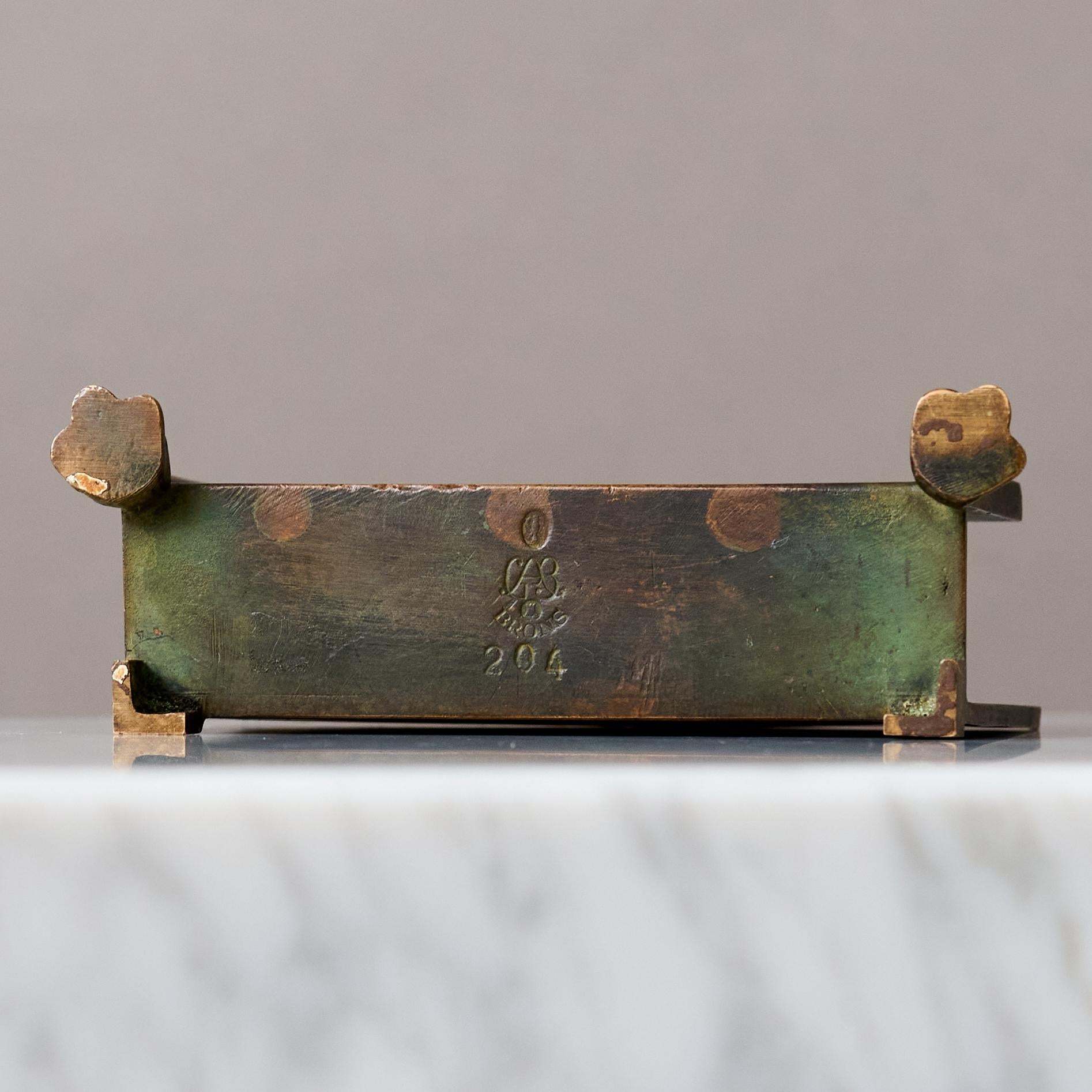 Portacarte in bronzo Art Deco di GAB Guldsmedsaktiebolaget, Svezia, 1930. in vendita 1