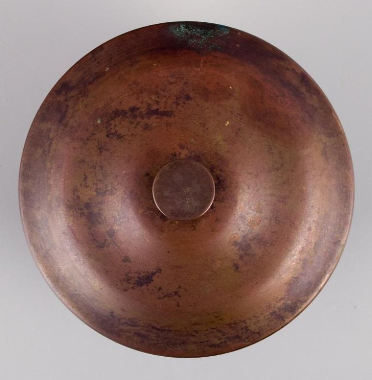 Art Deco bronze lidded jar in the style of Just Andersen. In Excellent Condition For Sale In Copenhagen, DK