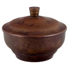 Art Deco bronze lidded jar in the style of Just Andersen.