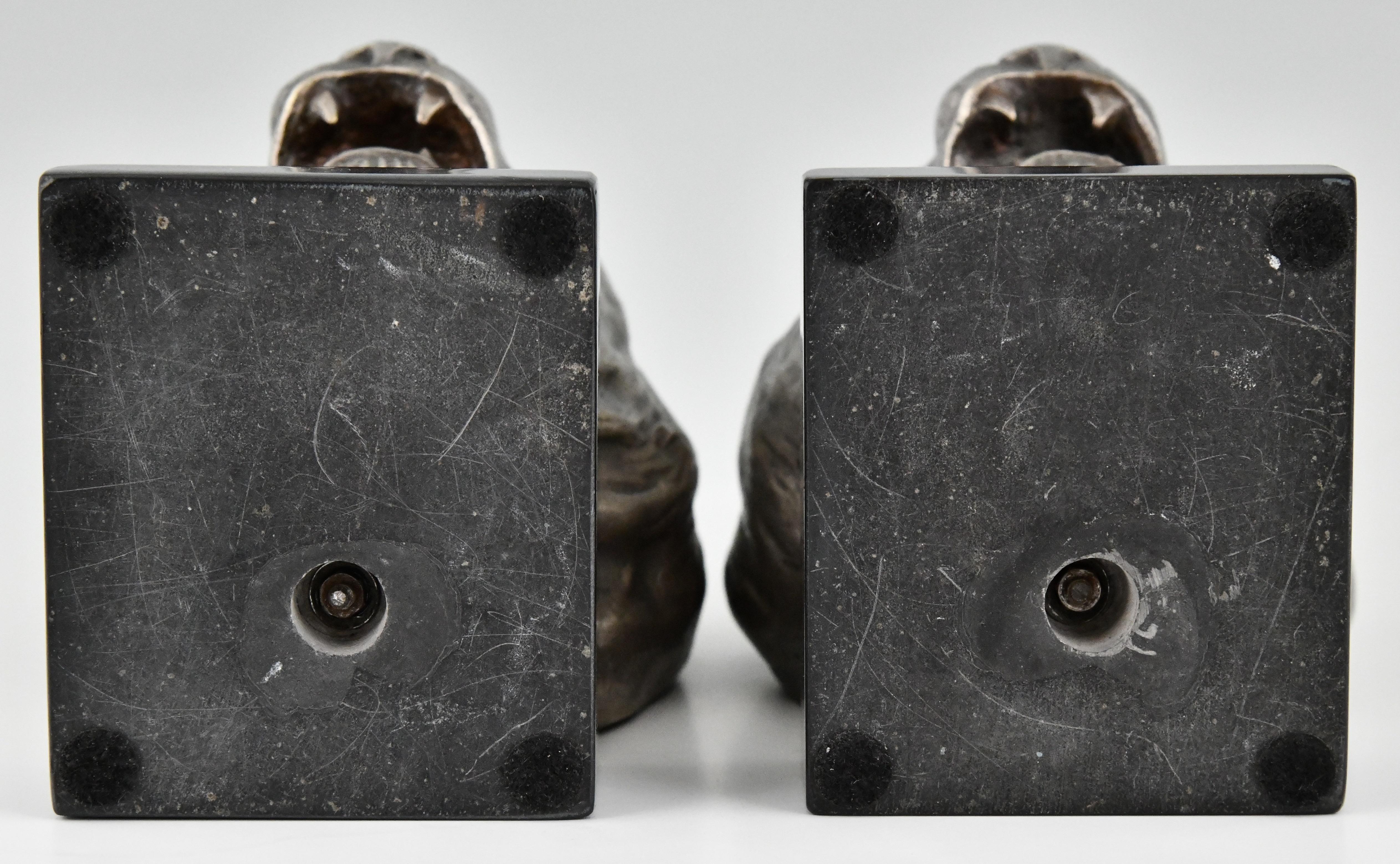 Art Deco Bronze Lion Bookends Georges Raoul Garreau, France, 1930 6