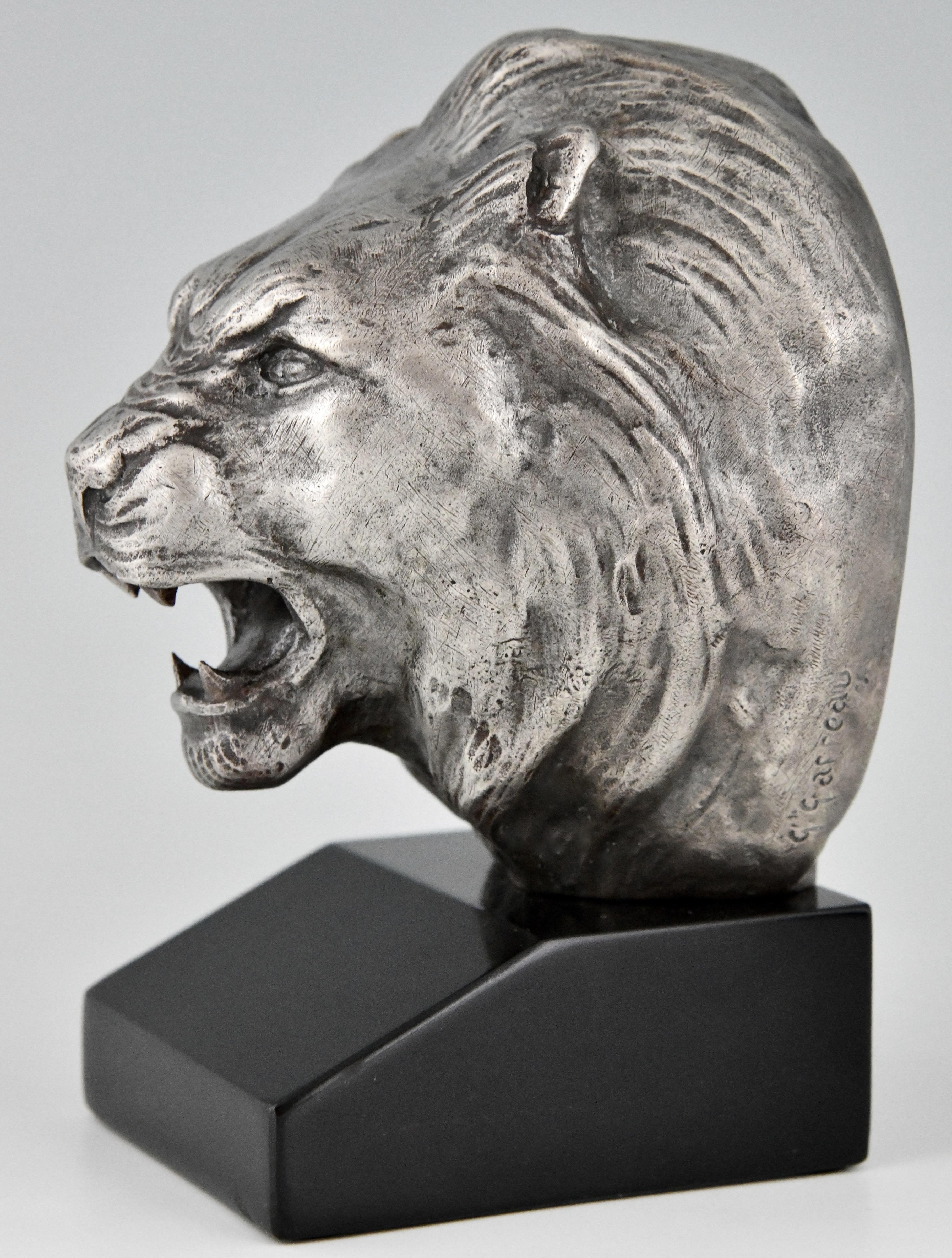Art Deco Bronze Lion Bookends Georges Raoul Garreau, France, 1930 3