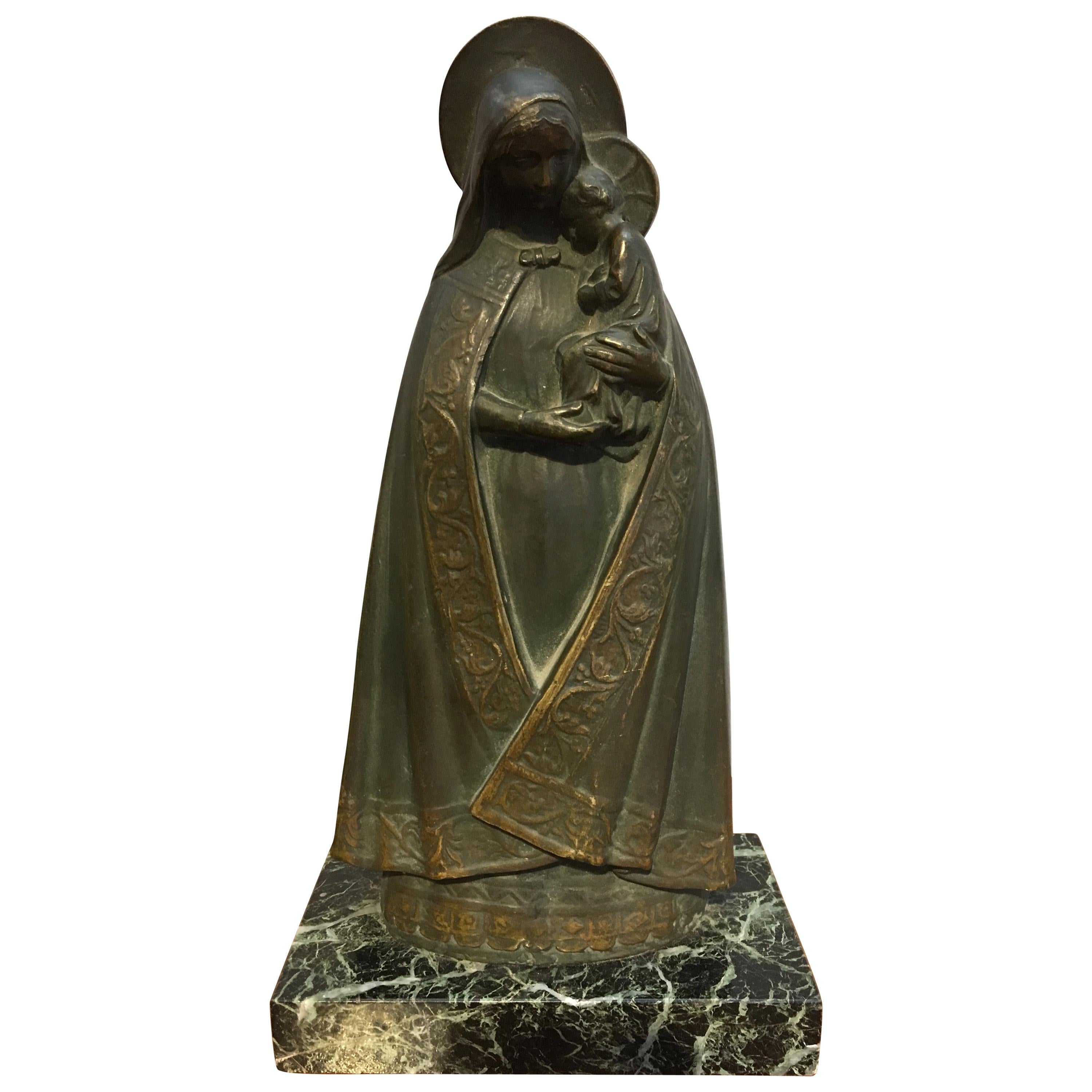 Art Deco Bronze, Madonna and Child
