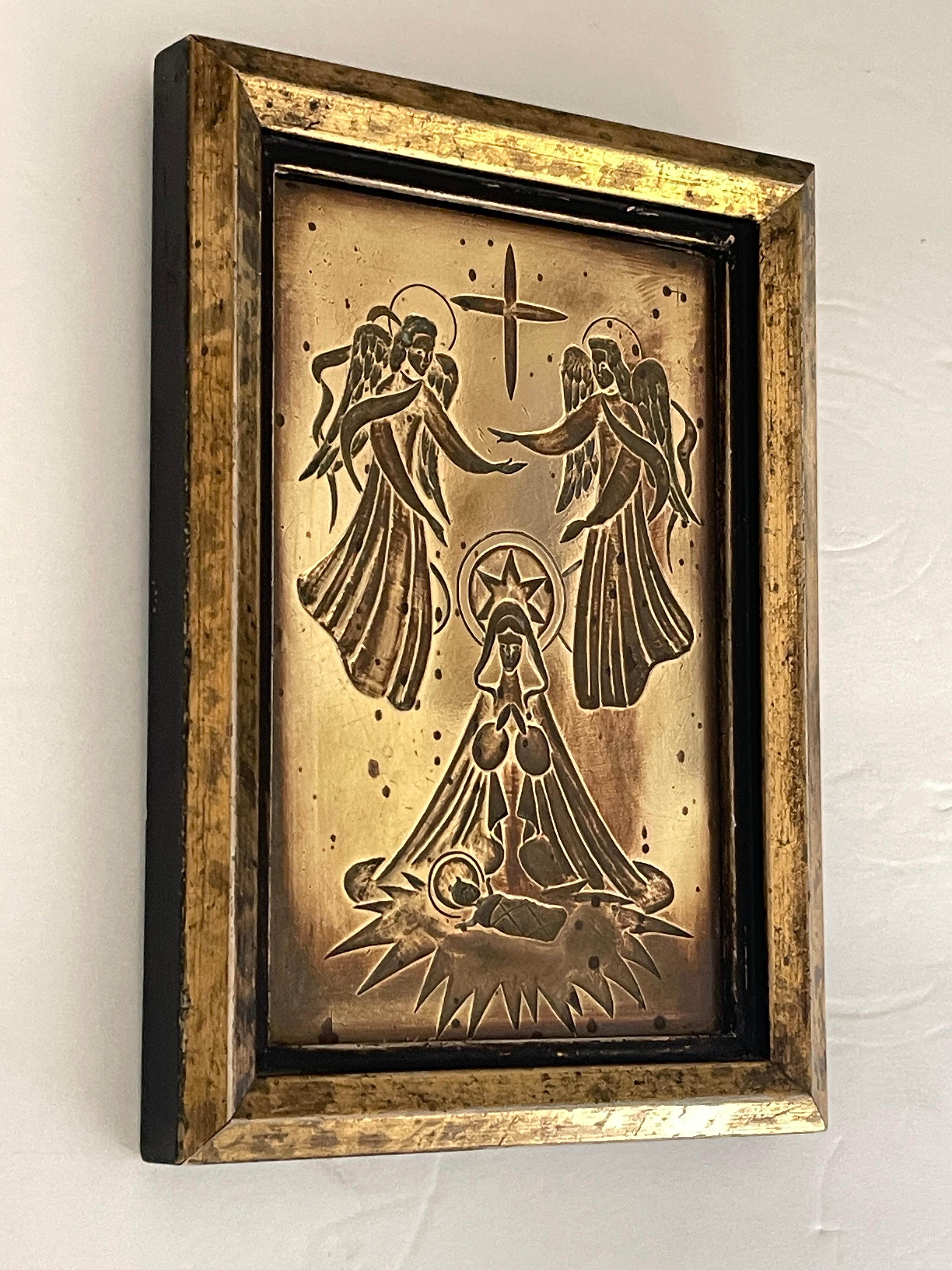 Unknown Art Deco Bronze Madonna and Child with Angels Icon For Sale