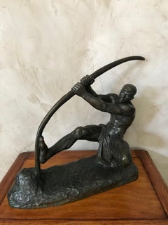 Art Deco Bronze Man with a Bow by G.Gori, 1925
