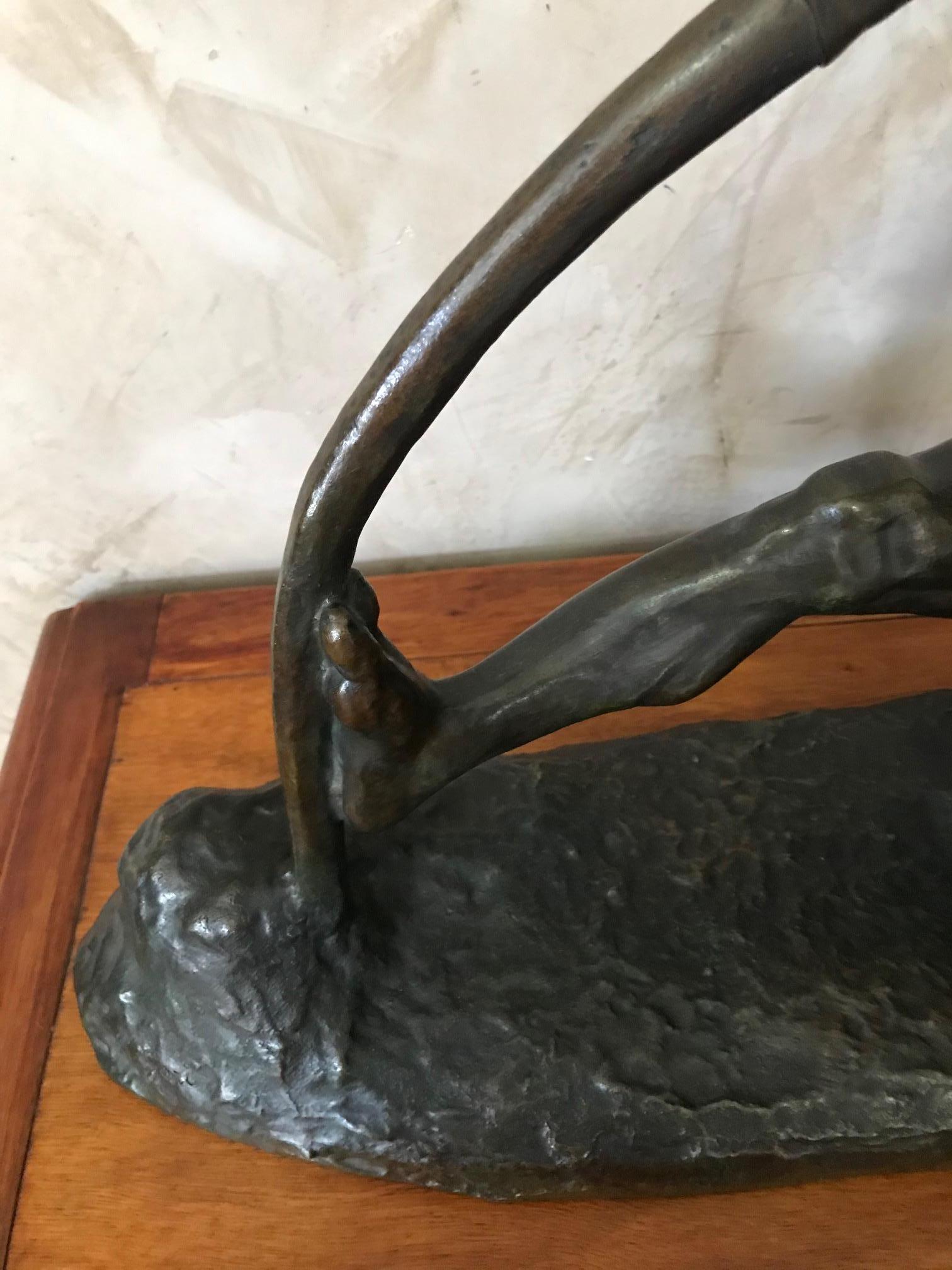 Early 20th Century Art Deco Bronze Man with a Bow by G.Gori, 1925 For Sale