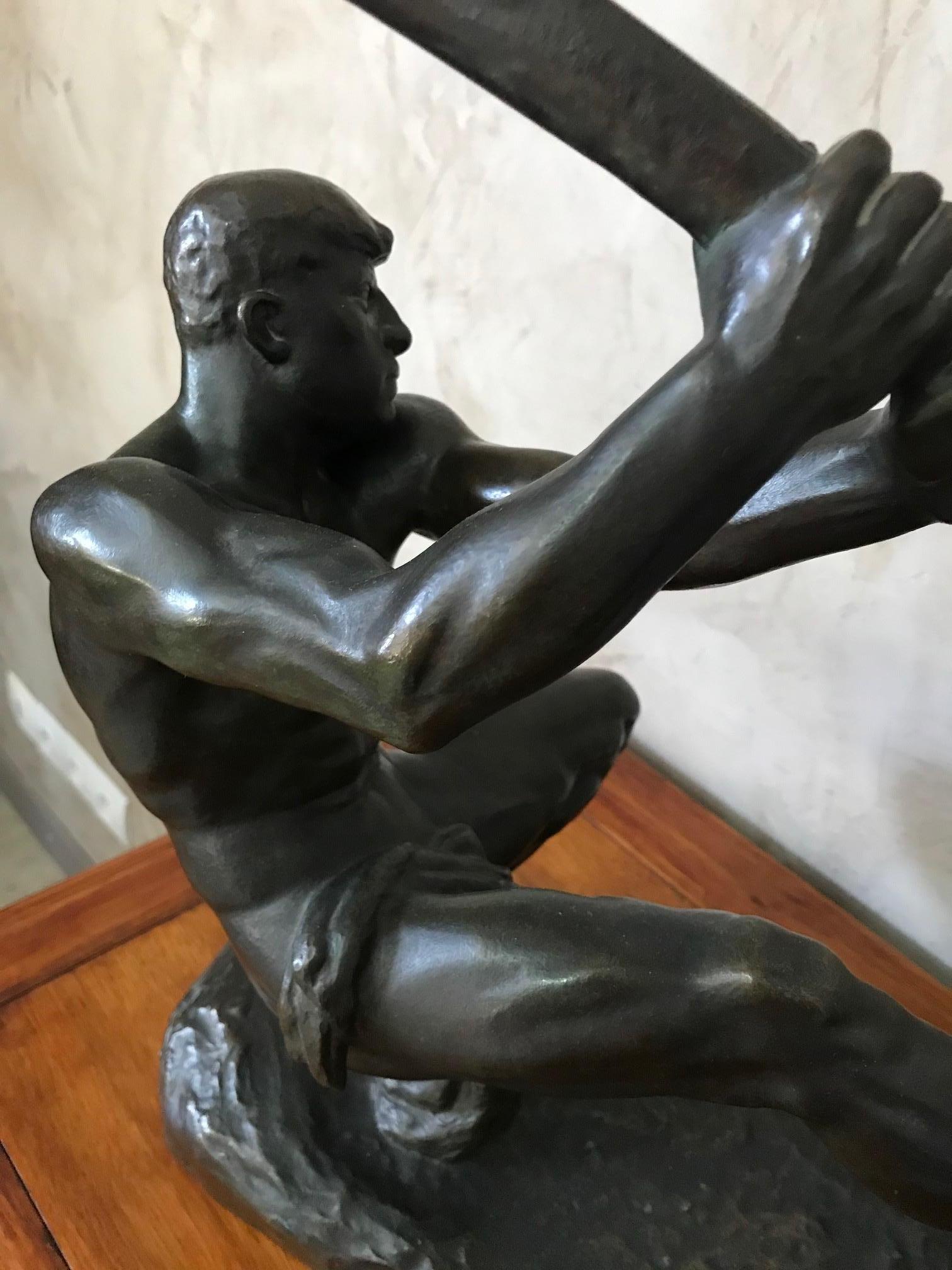 Art Deco Bronze Man with a Bow by G.Gori, 1925 4