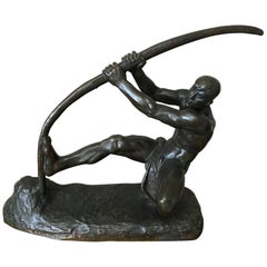 Art Deco Bronze Mann mit Bogen von G. Gori:: 1925