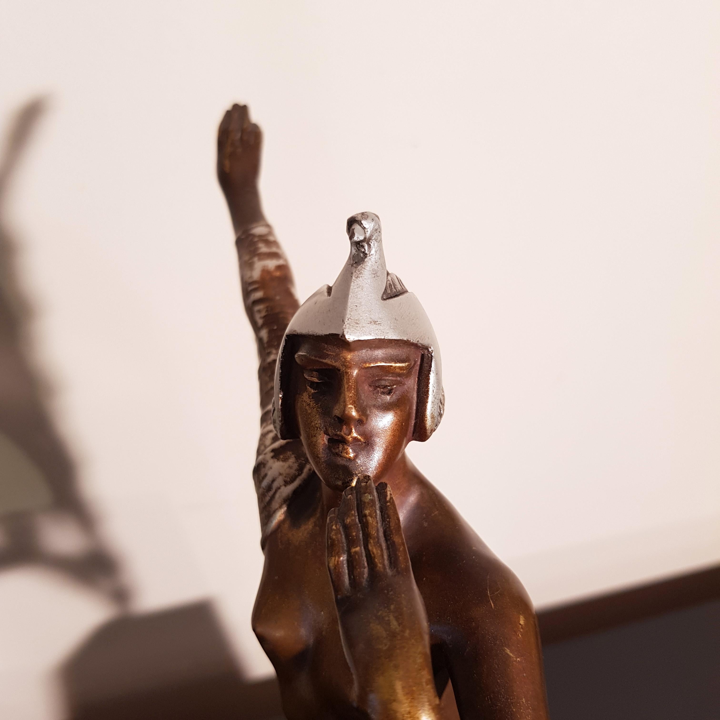 Art Deco Bronze Marble Base Egyptian Dancer Sculpture, France 1930s 7