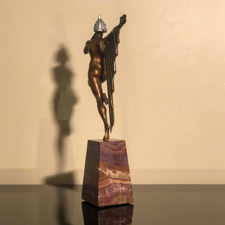 Art Deco Bronze Marble Base Egyptian Dancer Sculpture, France 1930s at 1stDibs