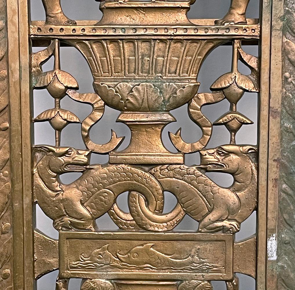 Art Deco Bronze & Marble Console Table with Dolphins, Pelicans and Dragons In Good Condition In Philadelphia, PA