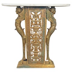 Art Deco Bronze & Marble Console Table with Dolphins, Pelicans and Dragons