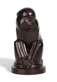 Art Déco Bronze Monkey Sculpture by E.M. Sandoz for the Robecchi Foundry, France