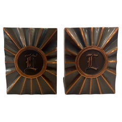Art Deco Bronze Monogram Bookends Letter L by L.E Mason Co. model PG1401